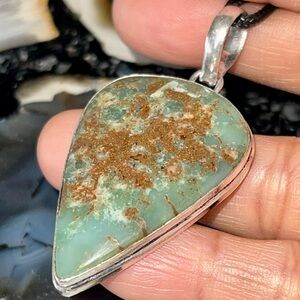 Yellow Green Chrysoprase Pendant 2 1/4”